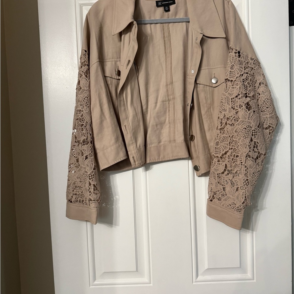 Tan Lace Sleeve Women's Jacket
